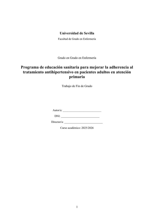 Página 1 — Programa de educación sanitaria para mejorar la adherencia al tratamiento en pacientes hipertensos